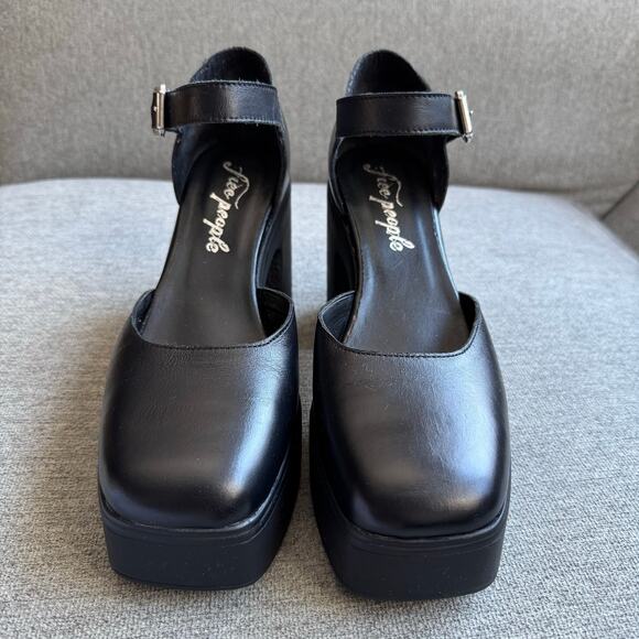 Free People Gwen Platform Mary Janes Black Shoes Boho Sz 8.5 - Picture 11 of 13